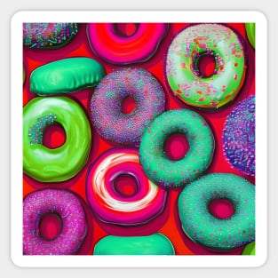 Colorful Donuts Red Sticker